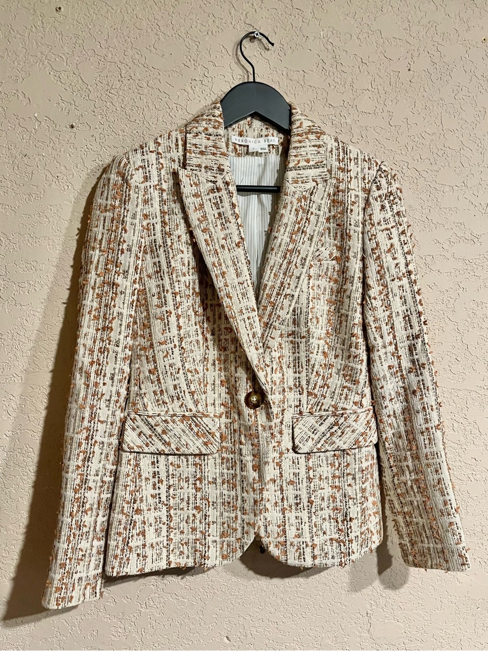 Veronica Beard | Tweed Cream Gold Cutaway Dickey Blazer Size: 2